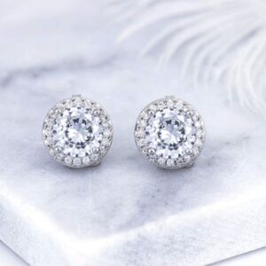 New Simulated Diamond Clip On Stud Earrings